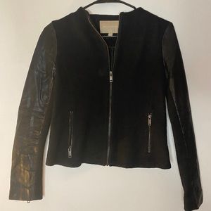 Wool Banana Republic jacket with leather sleeves